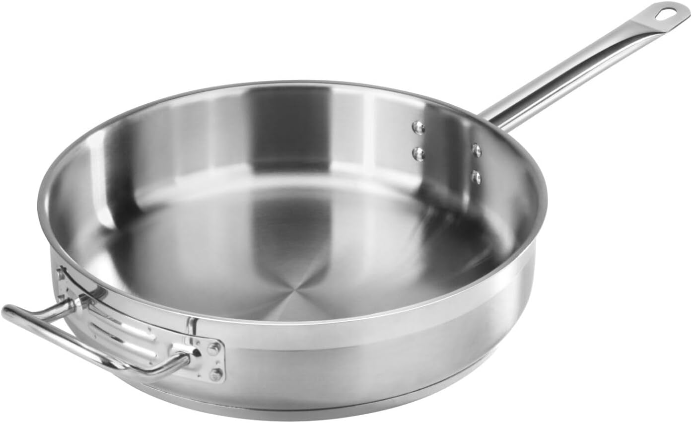 Sartén Acero Inox 5qt Con Tapa Profundidad 3.1pulg