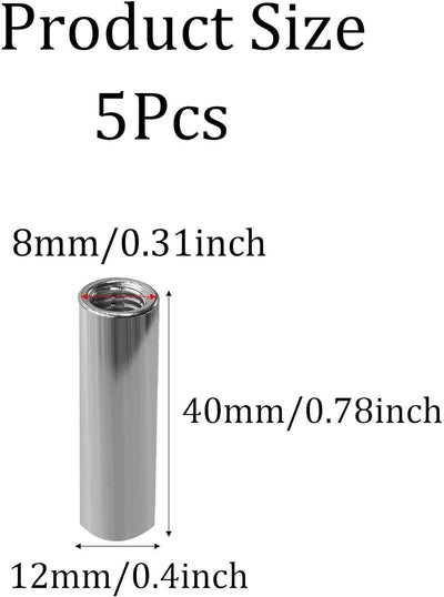 5 Tuercas Acoplamiento M8 Acero Inox 304 Sujetador Barra