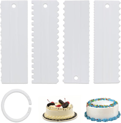 Set 4 raspadores para tartas plástico decorativo hornear glaseado