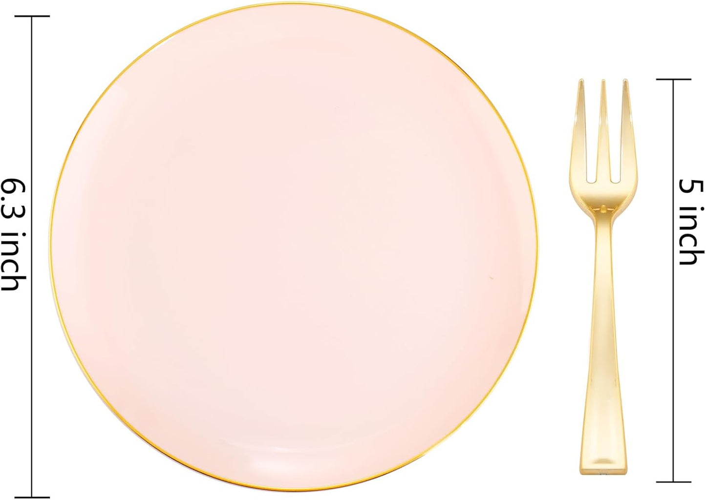 Plato Pastel Oro Rosa 6.3pulg con Tenedor 5pulg