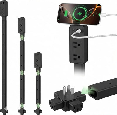 Extensor toma corriente 8.3-36.1pulg 2 salidas CA 2 USB-A 1 USB-C