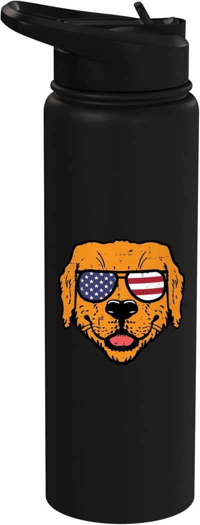 Botella de agua acero inoxidable con diseño patriótico para perros