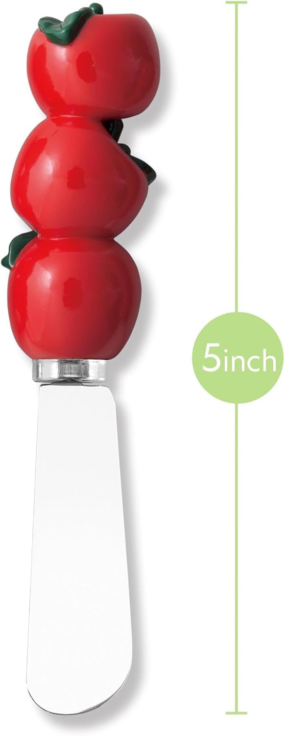 Set 3 Espátulas acero inox con mango fruta roja decoración cocina