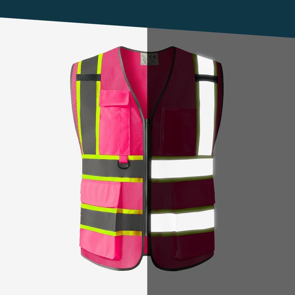 Chaleco seguridad reflectante alta visibilidad 8 bolsillos