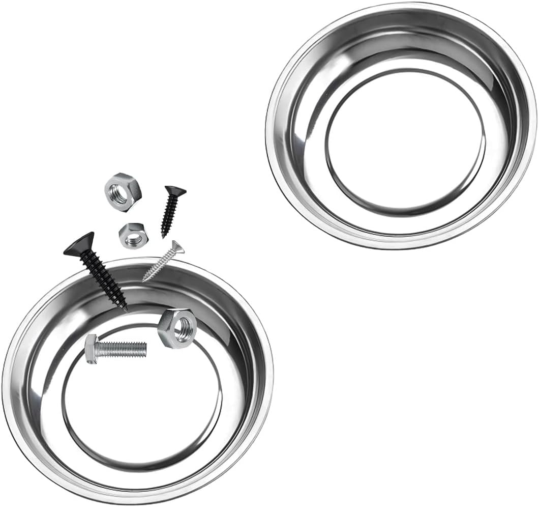 Set 2 bandejas magnéticas acero inox redondas 4pulg