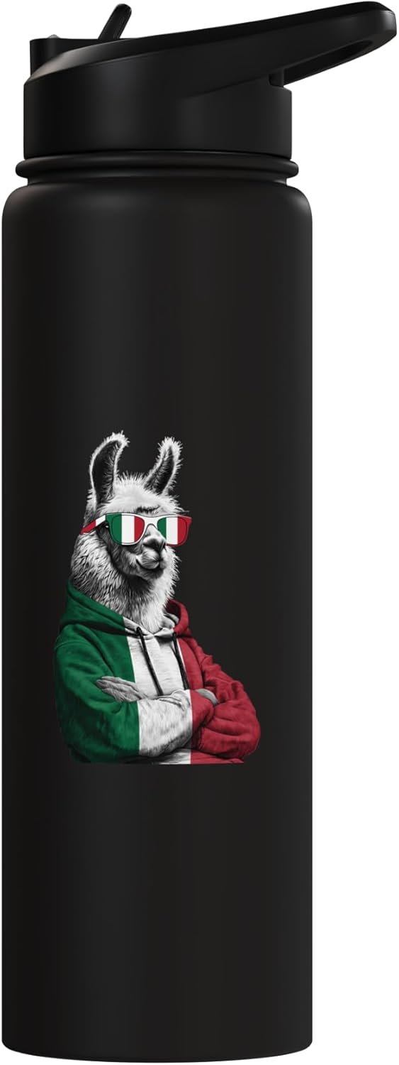 Botella de agua aislada bandera italiana acero inoxidable