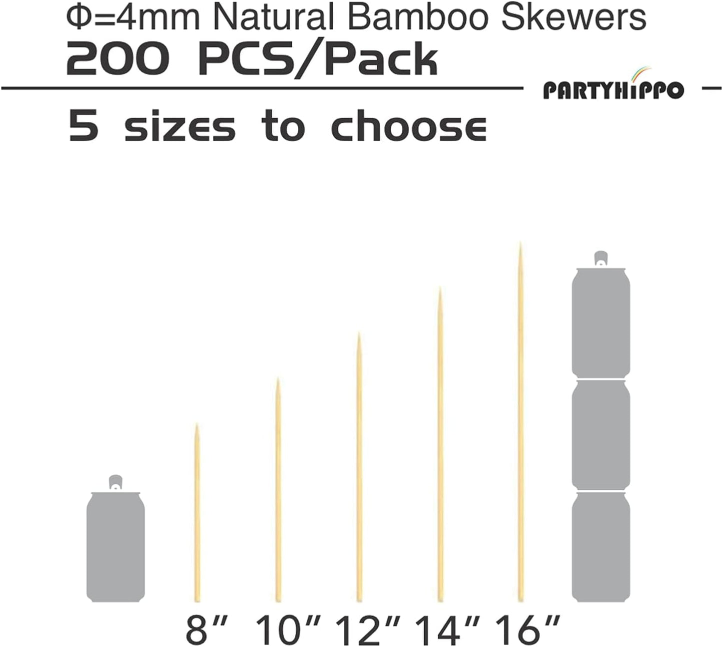 Brochetas bambú 16pulg pack 200 palitos parrilla