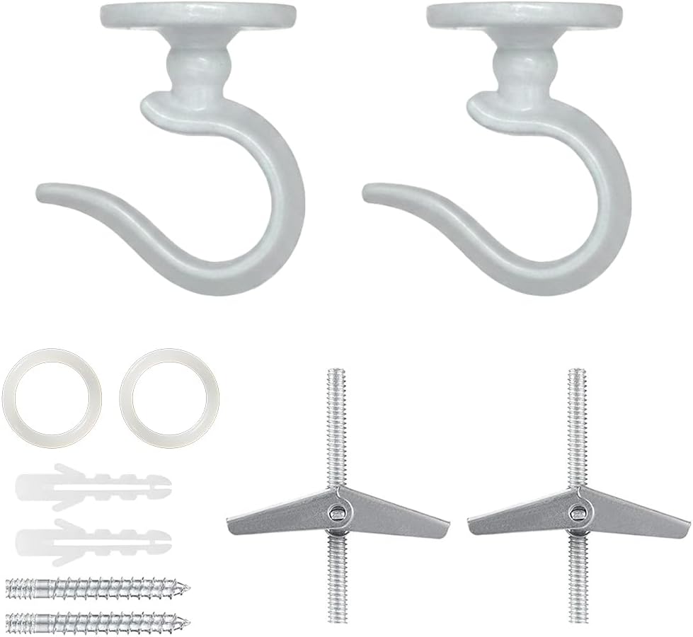 Gancho techo para luces y candelabros metal 2uds blanco