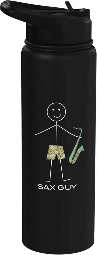 Botella de agua aislada de acero inoxidable saxofonista