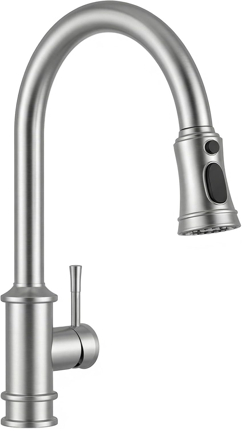 Grifo cocina vintage acero inox 3 modos pulverización