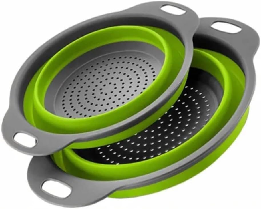 Juego de 2 coladores de silicona plegables verde