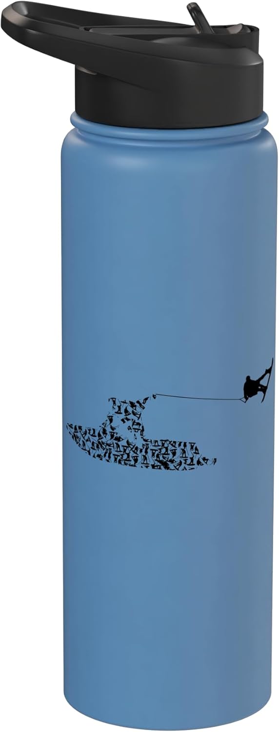 Botella de agua aislada de acero inoxidable wakeboarding