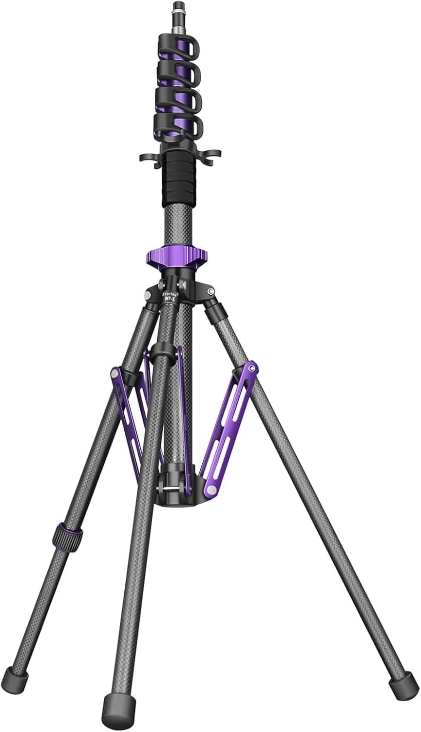 Soporte luz fibra carbono 6.9ft carga 4.4lb trípode viaje 20pulg