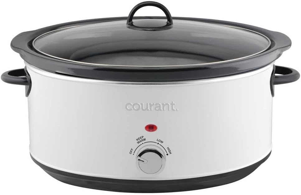 Olla cocción lenta ovalada 7qt antiadherente 3 temp blanco