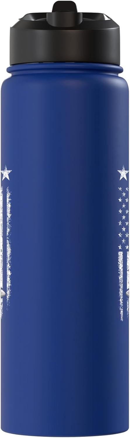 Botella de agua aislada de acero inoxidable con bandera envejecida