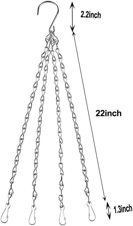 4 Cadenas Colgantes 24pulg con Ganchos para Macetas Plateado