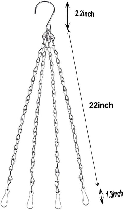 4 Cadenas Colgantes 24pulg con Ganchos para Macetas Plateado
