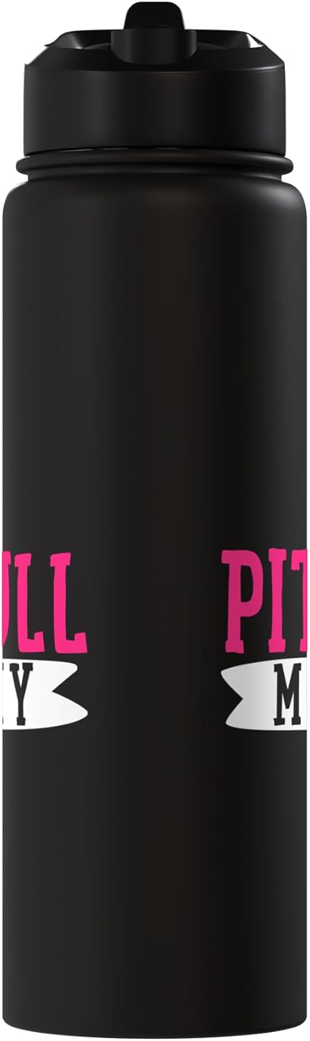 Botella de agua acero inoxidable aislada para dueña de perro Pit Bull