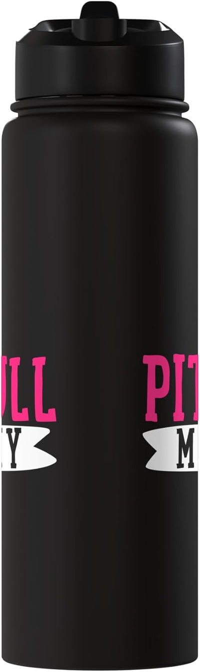 Botella de agua acero inoxidable aislada para dueña de perro Pit Bull