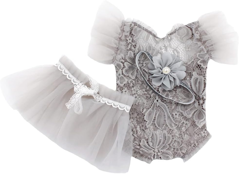 Traje princesa bebé niña encaje perla tocado sesion foto