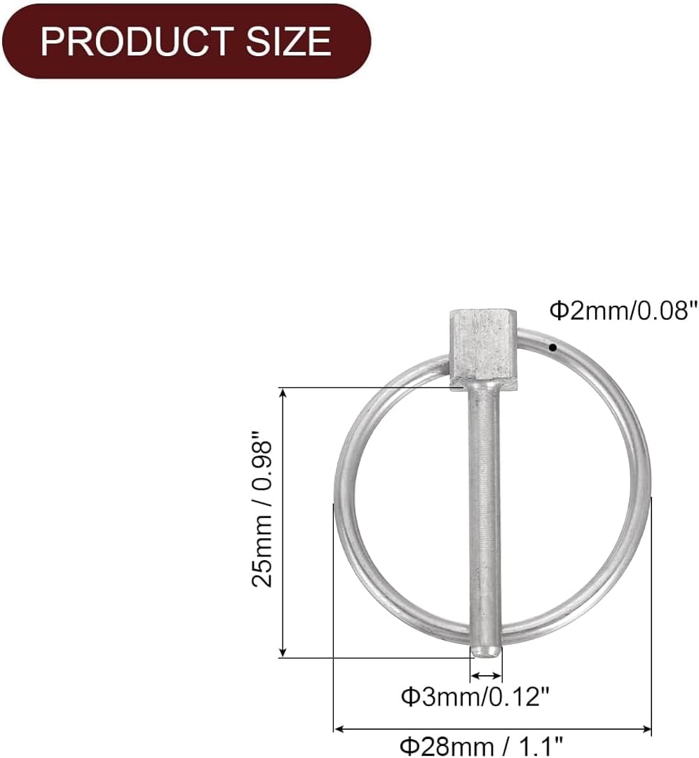 Pin de acero inox con anillo 1/8x1 4pzas para remolque