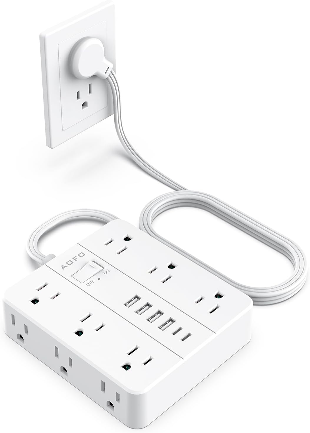 Regleta sobretensiones 12 salidas CA 6 USB 5ft blanco