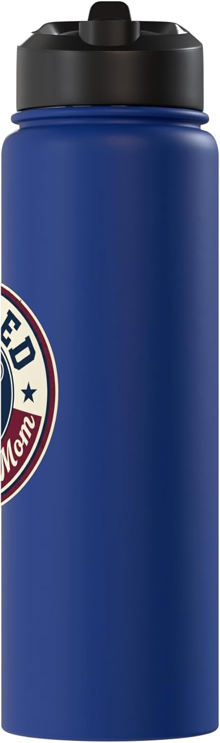 Botella de agua acero inoxidable aislada retro para madre