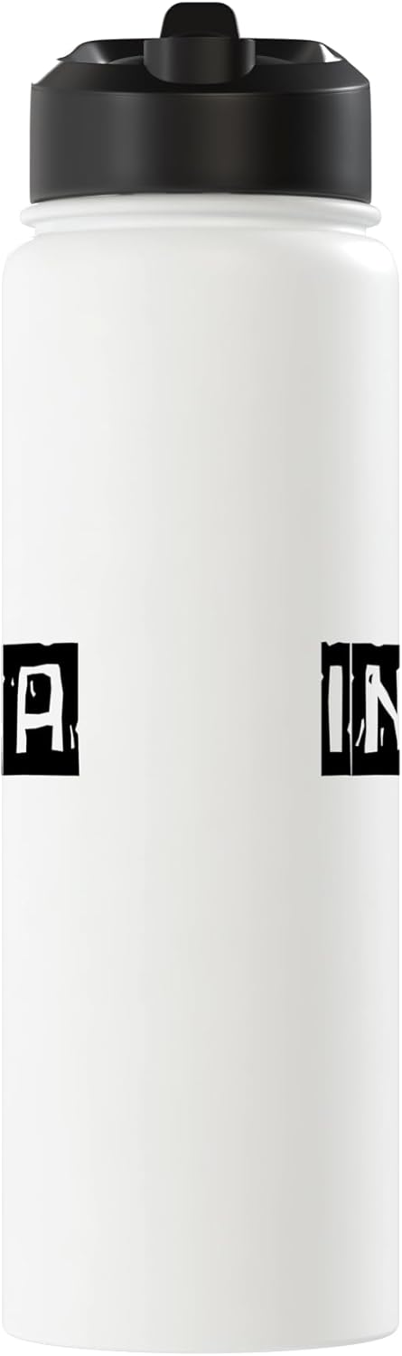 Botella agua aislada acero inox con bandera de viaje