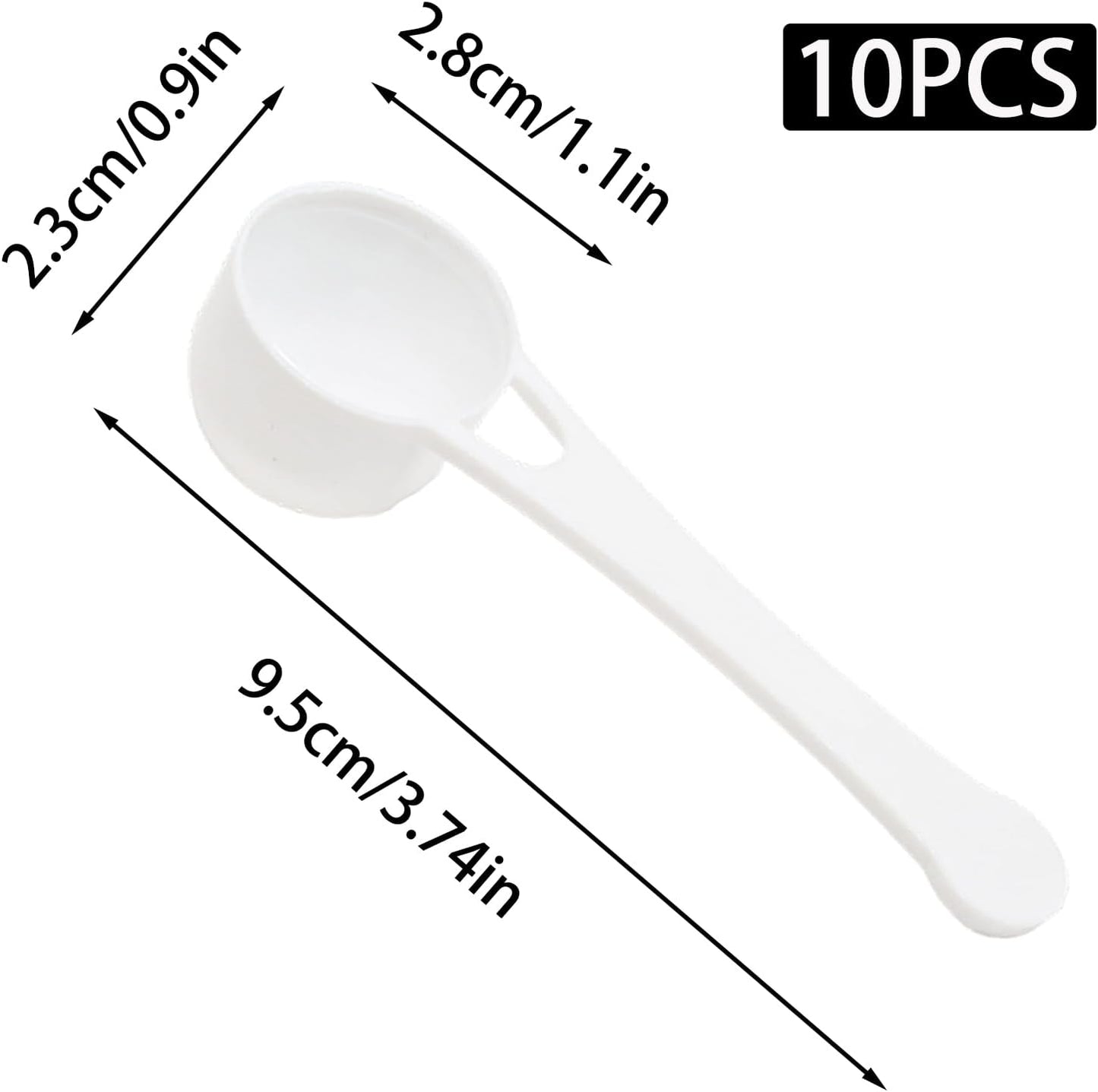 Juego de 10 cucharitas plásticas para medir 5g con mango largo