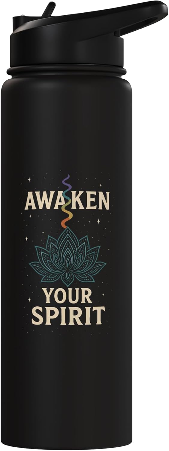 Bottella de agua aislada de acero inoxidable para meditación y chakras