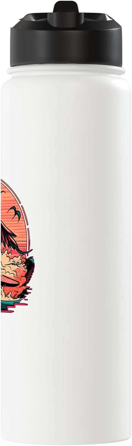 Botella agua aislada acero inox con flama rosa