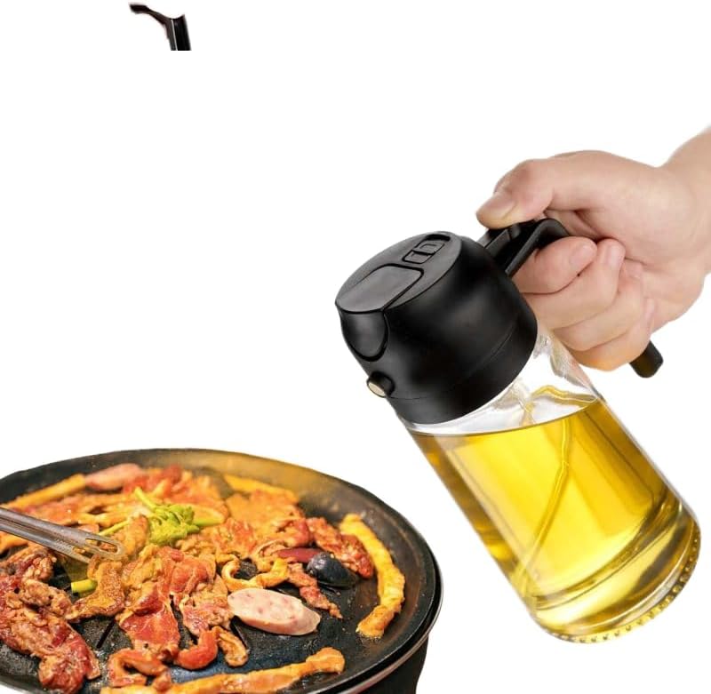 Dispensador de aceite de oliva y pulverizador de vidrio a prueba de luz para cocina, freidora de aire, ensalada y barbacoa