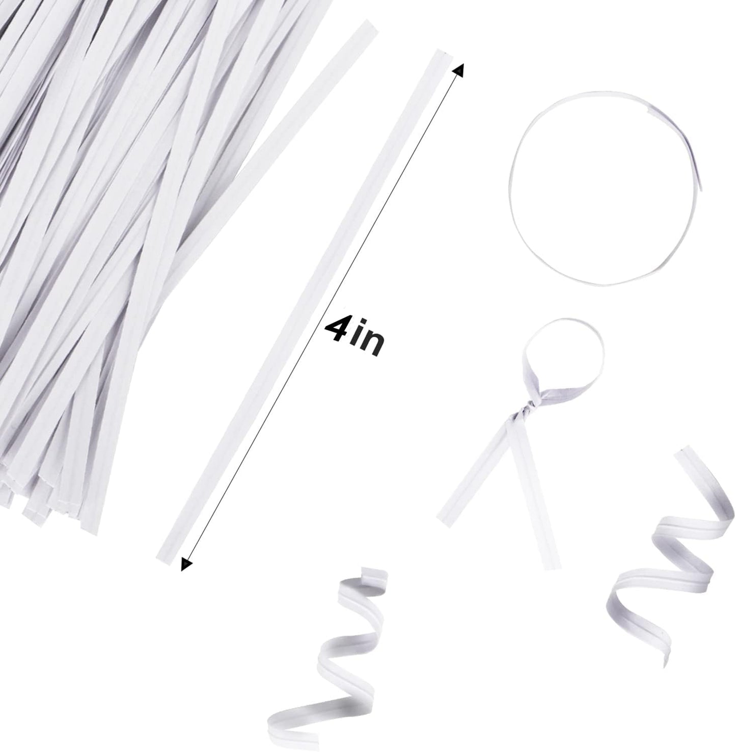 1000 lazos papel blanco reutilizables 4pulg