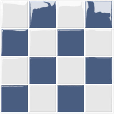 Hoja autoadhesiva 12x12pulg para azulejos cocina baño azul blanco
