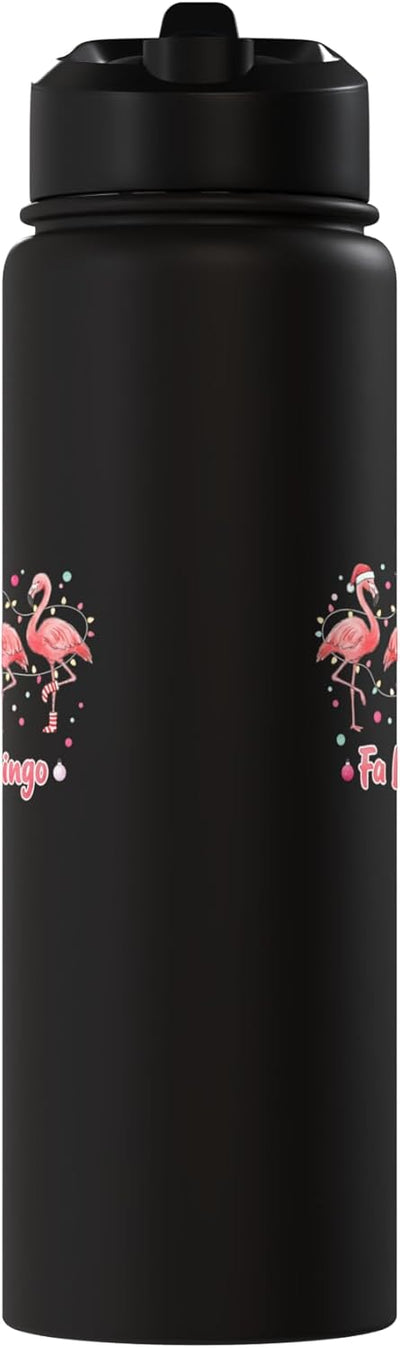 Botella de agua acero inoxidable aislada Fa La La La Mingo Flamingo