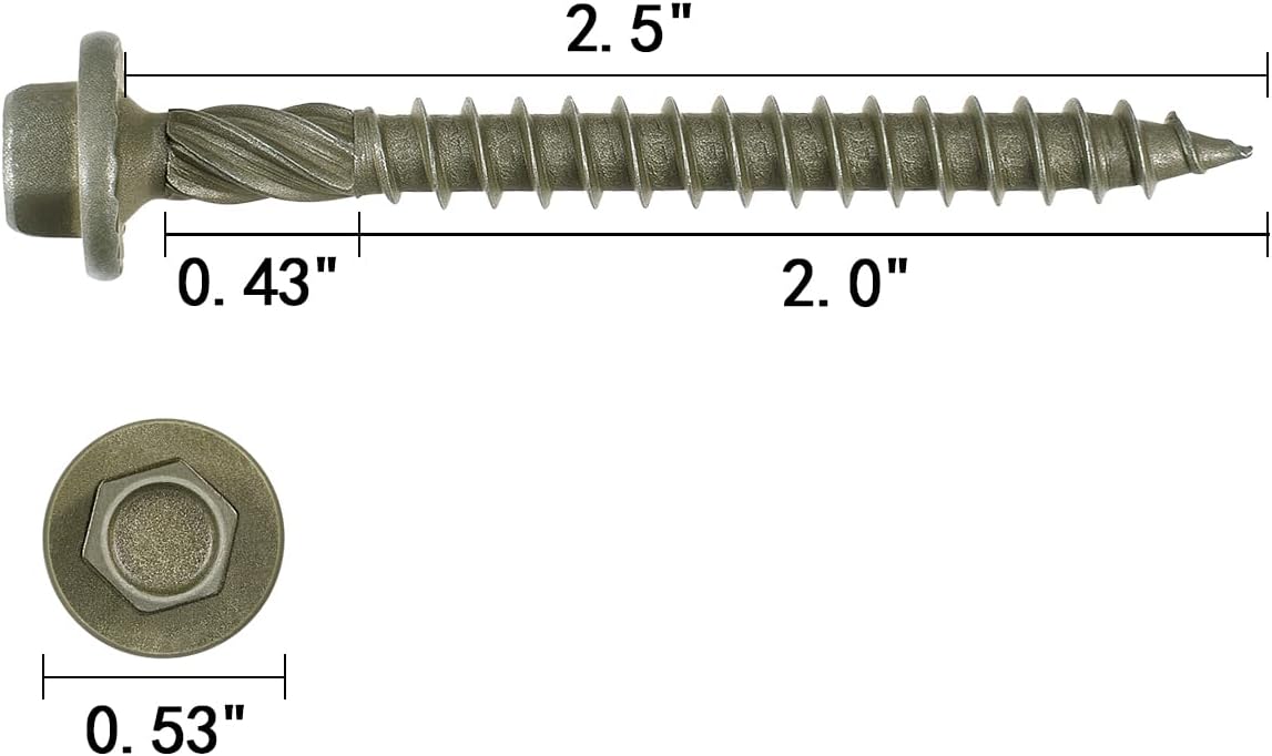 50 Tornillos Madera Resistente Corrosión 14x2-1/2