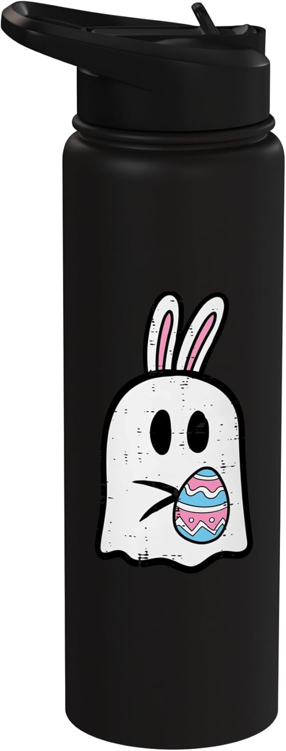 Botella de agua aislada de acero inoxidable con diseño de conejito de Pascua