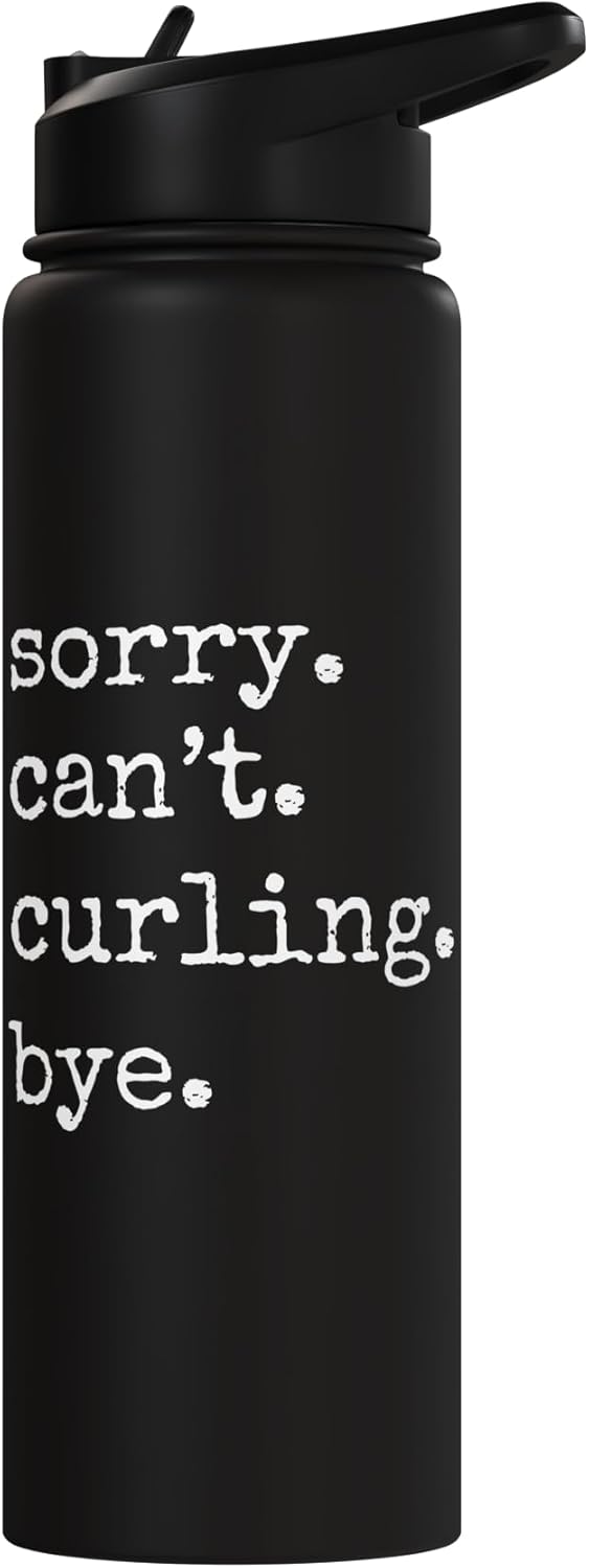 Botella agua acero inox aislada chiste equipo curling