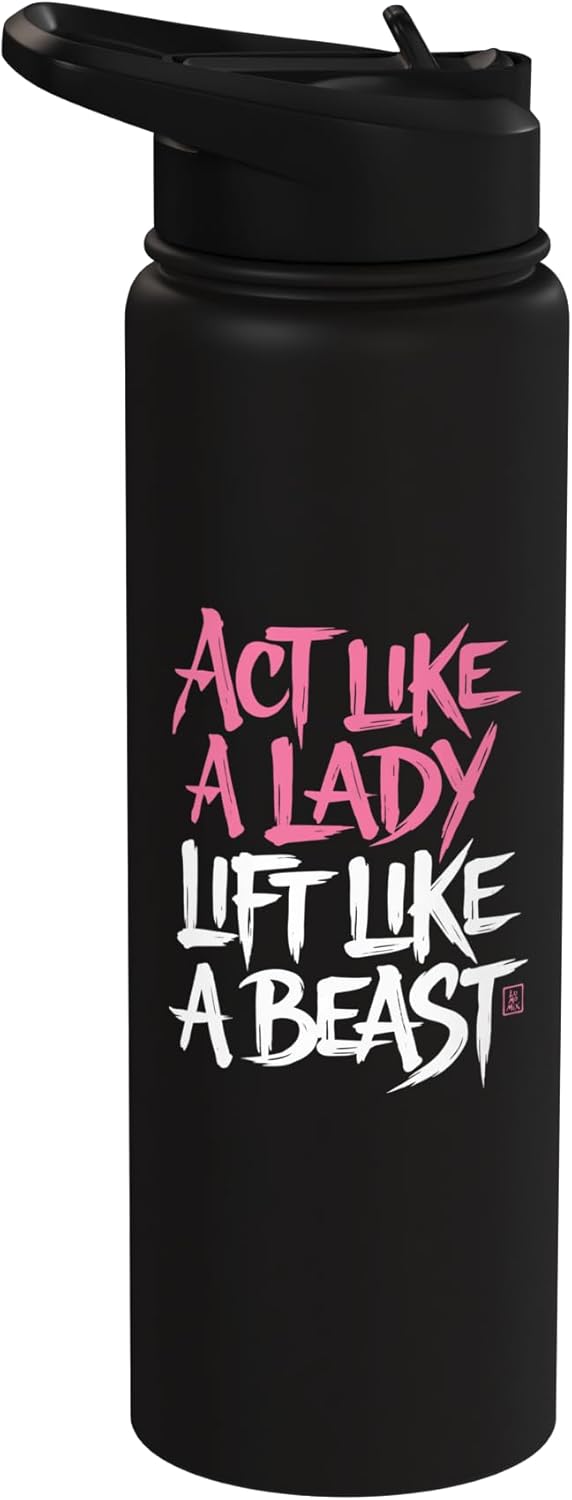 Botella de agua para mujer con mensaje divertido de acero inoxidable aislada