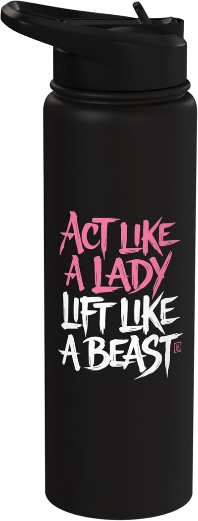 Botella de agua para mujer con mensaje divertido de acero inoxidable aislada