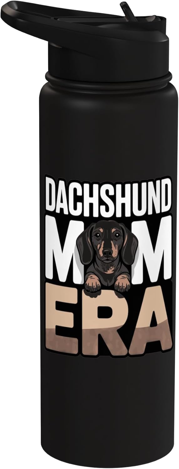 Botella agua acero inox aislada perro dachshund