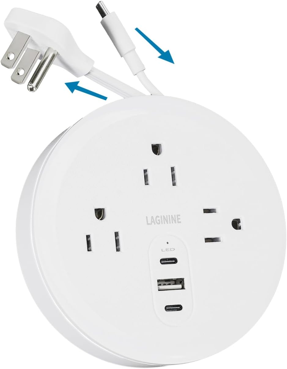 Extensor toma pared con estante 10en1 8 salidas CA 2 USB para hogar