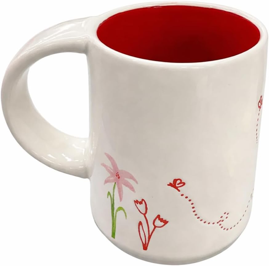 Taza café diseño flores roja Stop and Smell the Roses
