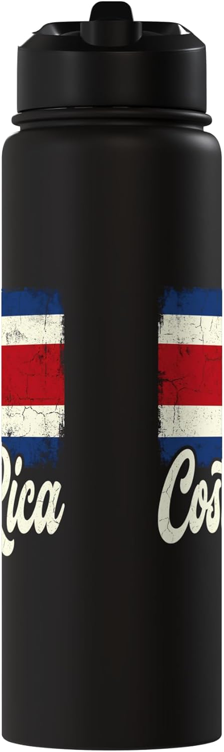 Bottella de agua aislada con bandera de Costa Rica