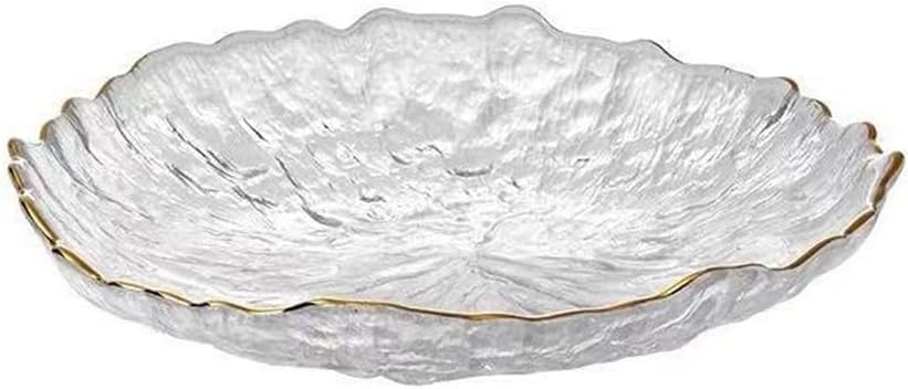 Tazón de ensalada de vidrio en forma de flor de loto irregular para servir y mezclar