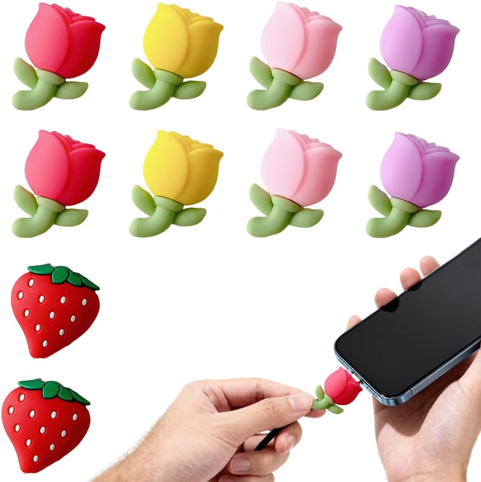 Protector cable USB flores 10uds para cargadores teléfono