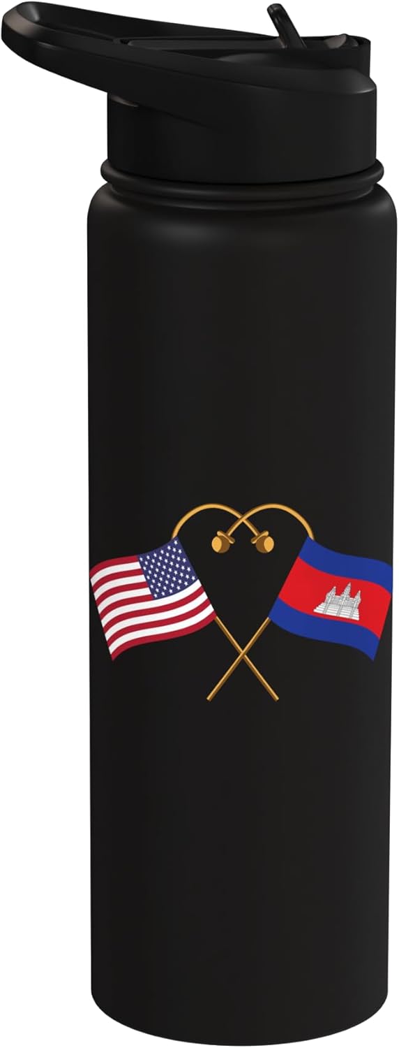 Botella de agua acero inoxidable bandera de Camboya