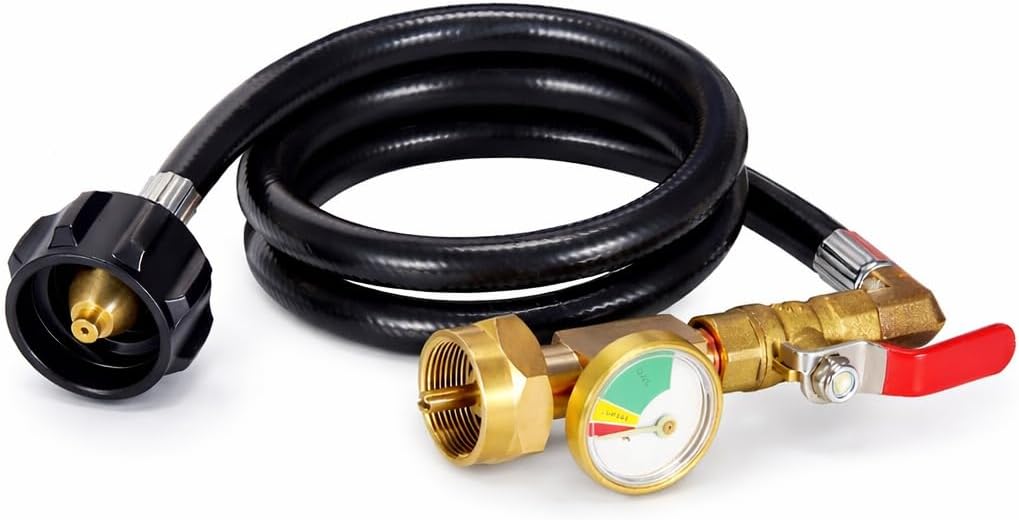 Manguera adaptadora propano 3.3ft con manómetro y válvula