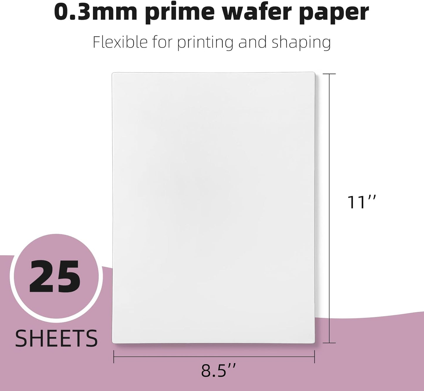 Papel de oblea comestible A4 blanco para decorar tartas 25 piezas
