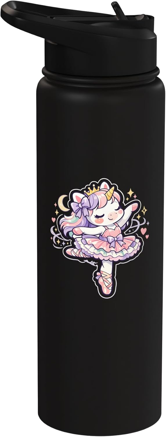 Botella de agua aislada unicornio bailarina acero inoxidable